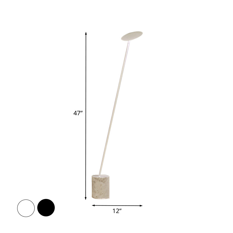 Circle Floor Reading Lamp Contemporary Metallic White/Black LED Stand Up Light with Column Base Clearhalo 'Floor Lamps' 'Lamps' Lighting' 988683
