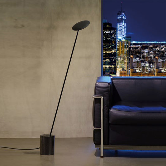 Circle Floor Reading Lamp Contemporary Metallic White/Black LED Stand Up Light with Column Base Black Clearhalo 'Floor Lamps' 'Lamps' Lighting' 988684