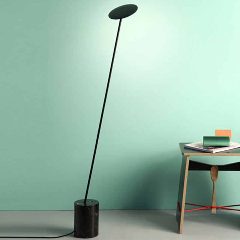 Circle Floor Reading Lamp Contemporary Metallic White/Black LED Stand Up Light with Column Base Clearhalo 'Floor Lamps' 'Lamps' Lighting' 988686