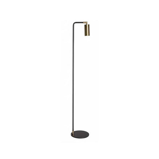 Simplicity Cylinder Standing Light Metallic 1 Head Bedside Floor Reading Lamp in Black and Gold Clearhalo 'Floor Lamps' 'Lamps' Lighting' 988690