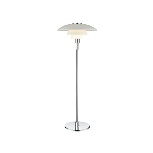 Plate-Like 2 Tiers Standing Light Contemporary Metallic 1 Head Living Room Floor Lamp in White Clearhalo 'Floor Lamps' 'Lamps' Lighting' 988714