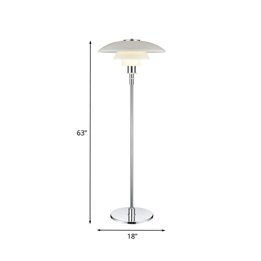 Plate-Like 2 Tiers Standing Light Contemporary Metallic 1 Head Living Room Floor Lamp in White Clearhalo 'Floor Lamps' 'Lamps' Lighting' 988715