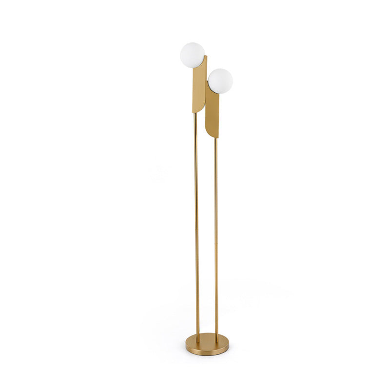 Nordic Orb-Rectangle Standing Lighting Glass LED Bedside Reading Floor Lamp in Gold Clearhalo 'Floor Lamps' 'Lamps' Lighting' 988734