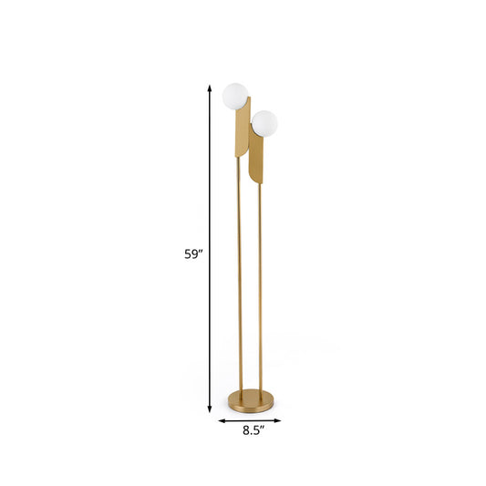 Nordic Orb-Rectangle Standing Lighting Glass LED Bedside Reading Floor Lamp in Gold Clearhalo 'Floor Lamps' 'Lamps' Lighting' 988735