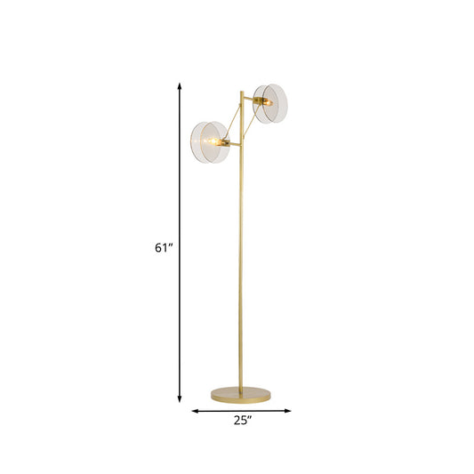 Circle Floor Reading Lamp Modernist Clear Glass LED Gold Stand Up Light for Living Room Clearhalo 'Floor Lamps' 'Lamps' Lighting' 988739