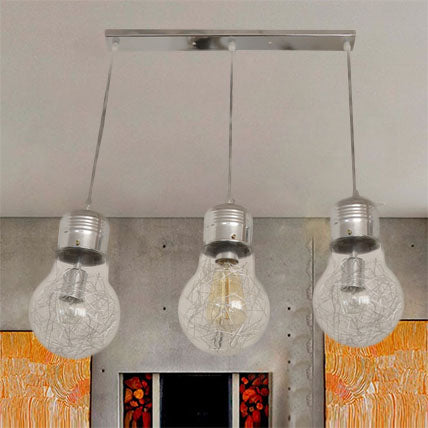 3 Lights Bulb Shaped Hanging Lamp with Linear Canopy Industrial Clear Glass Pendant Light Fixture Clear Clearhalo 'Art Deco Pendants' 'Cast Iron' 'Ceiling Lights' 'Ceramic' 'Crystal' 'Industrial Pendants' 'Industrial' 'Metal' 'Middle Century Pendants' 'Pendant Lights' 'Pendants' 'Tiffany' Lighting' 98961