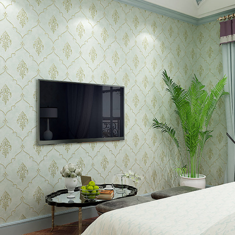20.5"W x 33'L Scandinavian Simple Damasque Non-Pasted Wallpaper in Natural Color Yellow-Green Clearhalo 'Vintage wall decor' 'Vintage' 'Wallpaper' Wall Decor' 990303