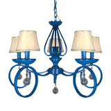 Fabric Blue Pendant Lamp Cone 5/6/8 Lights Classic Chandelier Light Fixture for Living Room with Crystal Draping Clearhalo 'Ceiling Lights' 'Chandeliers' Lighting' options 990793