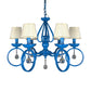 Fabric Blue Pendant Lamp Cone 5/6/8 Lights Classic Chandelier Light Fixture for Living Room with Crystal Draping Clearhalo 'Ceiling Lights' 'Chandeliers' Lighting' options 990798