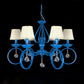 Fabric Blue Pendant Lamp Cone 5/6/8 Lights Classic Chandelier Light Fixture for Living Room with Crystal Draping Clearhalo 'Ceiling Lights' 'Chandeliers' Lighting' options 990799