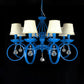 Fabric Blue Pendant Lamp Cone 5/6/8 Lights Classic Chandelier Light Fixture for Living Room with Crystal Draping Clearhalo 'Ceiling Lights' 'Chandeliers' Lighting' options 990804