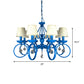 Fabric Blue Pendant Lamp Cone 5/6/8 Lights Classic Chandelier Light Fixture for Living Room with Crystal Draping Clearhalo 'Ceiling Lights' 'Chandeliers' Lighting' options 990805