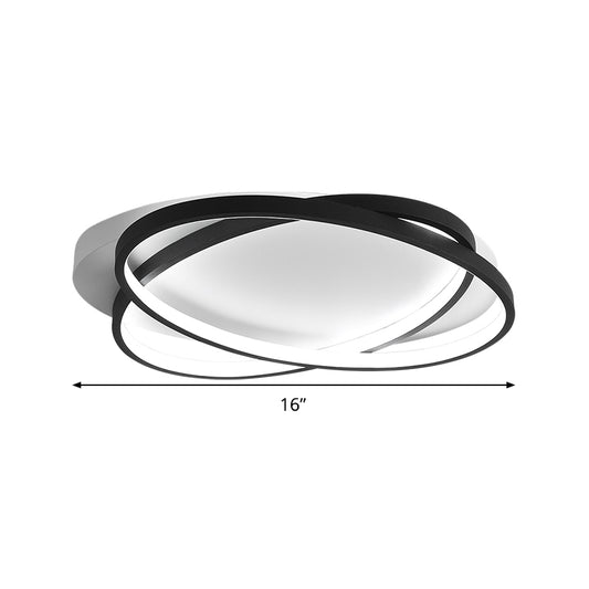 Black Ellipse Crossed Ceiling Light Modernist Acrylic Thin Flush Mount LED Lighting in Warm/White Light for Bedroom, 20.5"/25" W Clearhalo 'Ceiling Lights' 'Close To Ceiling Lights' 'Close to ceiling' 'Flush mount' Lighting' 990861