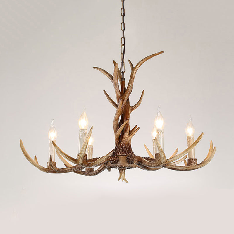 3/6/8 Lights Chandelier Lighting Fixture Antique Candelabra Resin Hanging Light in Beige for Living Room Clearhalo 'Ceiling Lights' 'Chandeliers' Lighting' options 990972