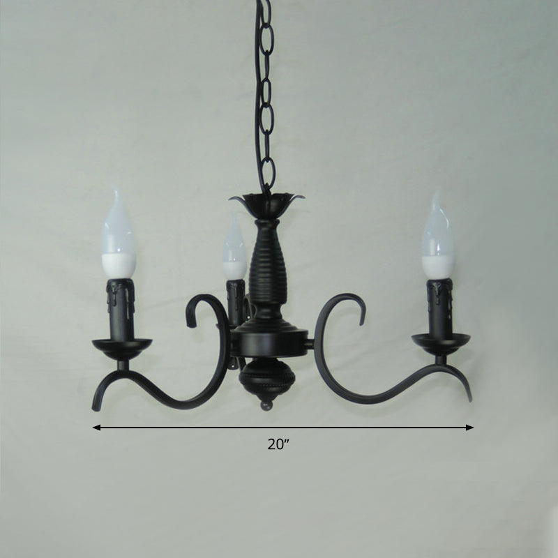 2-Tier Candle Living Room Chandelier Traditional Metal 3/5/6 Bulbs Black Finish Ceiling Hanging Light Clearhalo 'Ceiling Lights' 'Chandeliers' Lighting' options 990990