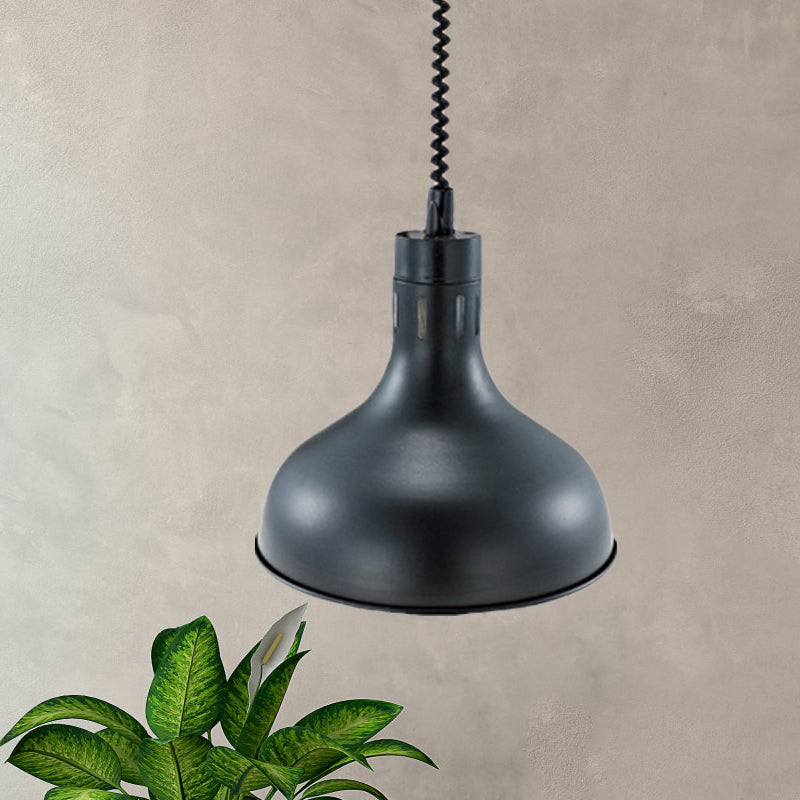 1 Light Extendable Pendant Lighting with Dome Shade Metal Retro Style Kitchen Hanging Lamp in Black, 7"/11.5" W Black 11.5" Clearhalo 'Art Deco Pendants' 'Black' 'Cast Iron' 'Ceiling Lights' 'Ceramic' 'Crystal' 'Industrial Pendants' 'Industrial' 'Metal' 'Middle Century Pendants' 'Pendant Lights' 'Pendants' 'Rustic Pendants' 'Tiffany' Lighting' 991014