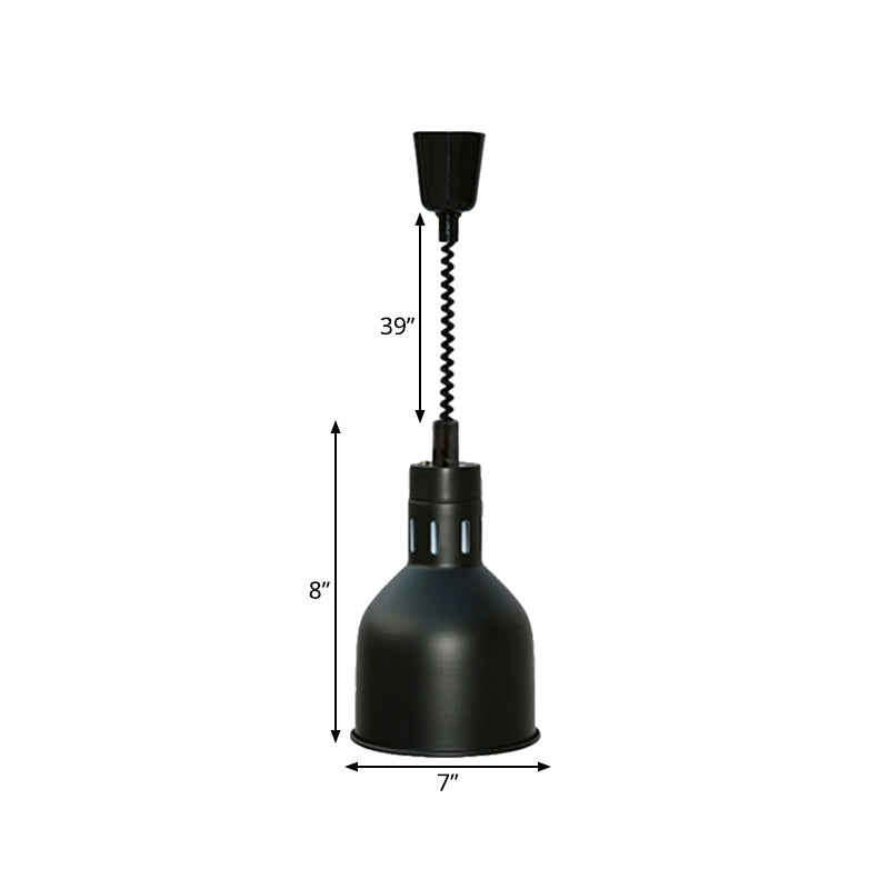 1 Light Extendable Pendant Lighting with Dome Shade Metal Retro Style Kitchen Hanging Lamp in Black, 7"/11.5" W Clearhalo 'Art Deco Pendants' 'Black' 'Cast Iron' 'Ceiling Lights' 'Ceramic' 'Crystal' 'Industrial Pendants' 'Industrial' 'Metal' 'Middle Century Pendants' 'Pendant Lights' 'Pendants' 'Rustic Pendants' 'Tiffany' Lighting' 991023