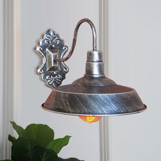 1 Light Barn Wall Mount Light Antique Style Copper/Rust Wrought Iron Sconce Light for Balcony Clearhalo 'Art deco wall lights' 'Cast Iron' 'Glass' 'Industrial wall lights' 'Industrial' 'Middle century wall lights' 'Modern' 'Rustic wall lights' 'Tiffany' 'Traditional wall lights' 'Wall Lamps & Sconces' 'Wall Lights' Lighting' 991070