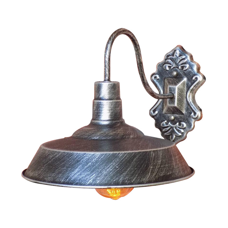 1 Light Barn Wall Mount Light Antique Style Copper/Rust Wrought Iron Sconce Light for Balcony Clearhalo 'Art deco wall lights' 'Cast Iron' 'Glass' 'Industrial wall lights' 'Industrial' 'Middle century wall lights' 'Modern' 'Rustic wall lights' 'Tiffany' 'Traditional wall lights' 'Wall Lamps & Sconces' 'Wall Lights' Lighting' 991072