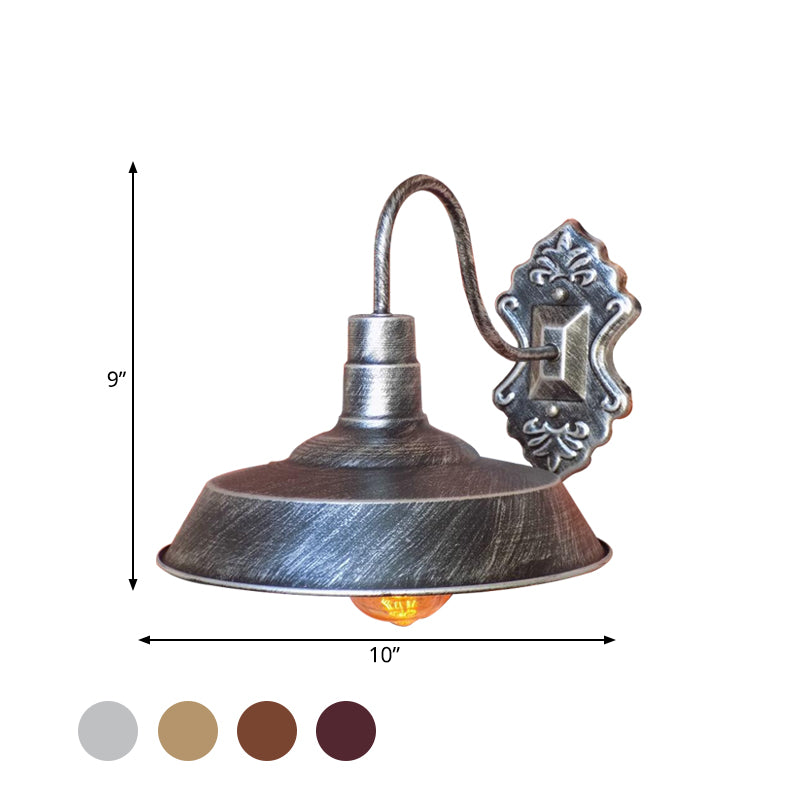 1 Light Barn Wall Mount Light Antique Style Copper/Rust Wrought Iron Sconce Light for Balcony Clearhalo 'Art deco wall lights' 'Cast Iron' 'Glass' 'Industrial wall lights' 'Industrial' 'Middle century wall lights' 'Modern' 'Rustic wall lights' 'Tiffany' 'Traditional wall lights' 'Wall Lamps & Sconces' 'Wall Lights' Lighting' 991073