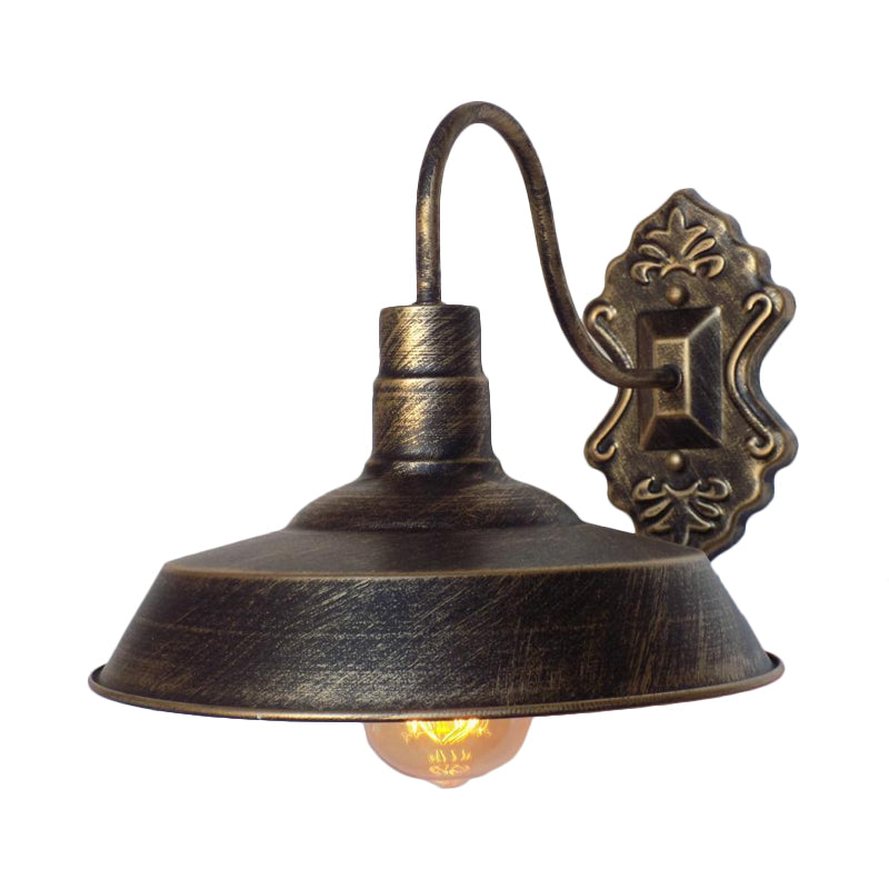 1 Light Barn Wall Mount Light Antique Style Copper/Rust Wrought Iron Sconce Light for Balcony Clearhalo 'Art deco wall lights' 'Cast Iron' 'Glass' 'Industrial wall lights' 'Industrial' 'Middle century wall lights' 'Modern' 'Rustic wall lights' 'Tiffany' 'Traditional wall lights' 'Wall Lamps & Sconces' 'Wall Lights' Lighting' 991076