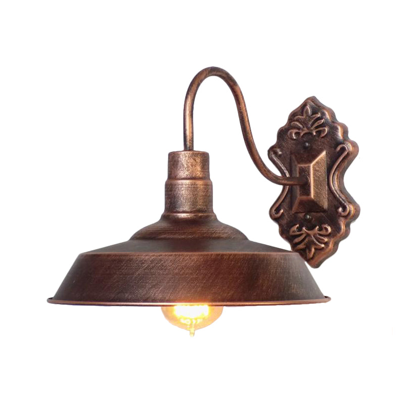 1 Light Barn Wall Mount Light Antique Style Copper/Rust Wrought Iron Sconce Light for Balcony Clearhalo 'Art deco wall lights' 'Cast Iron' 'Glass' 'Industrial wall lights' 'Industrial' 'Middle century wall lights' 'Modern' 'Rustic wall lights' 'Tiffany' 'Traditional wall lights' 'Wall Lamps & Sconces' 'Wall Lights' Lighting' 991080