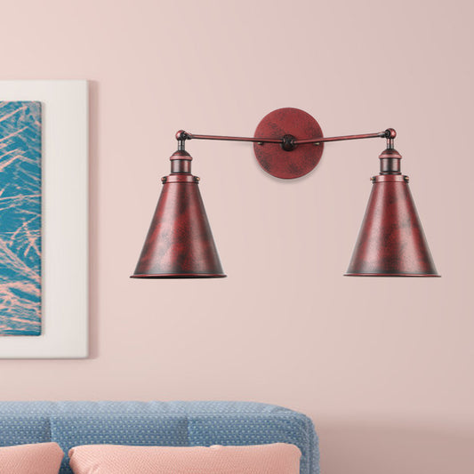 2 Lights Metal Wall Light Sconce Retro Style Black/Copper Conical Shade Restaurant Wall Mount Fixture Clearhalo 'Art deco wall lights' 'Cast Iron' 'Glass' 'Industrial wall lights' 'Industrial' 'Middle century wall lights' 'Modern' 'Rustic wall lights' 'Tiffany' 'Traditional wall lights' 'Wall Lamps & Sconces' 'Wall Lights' Lighting' 991140