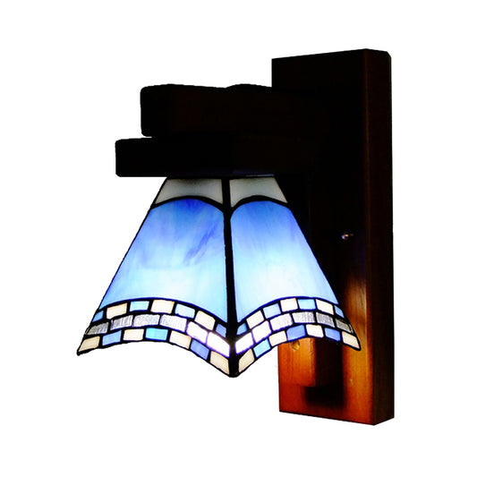 Blue Craftsman Swallow Tail Wall Sconce Mediterranean Style 1 Light Glass Sconce Light for Kitchen Clearhalo 'Industrial' 'Middle century wall lights' 'Tiffany wall lights' 'Tiffany' 'Wall Lamps & Sconces' 'Wall Lights' Lighting' 99125