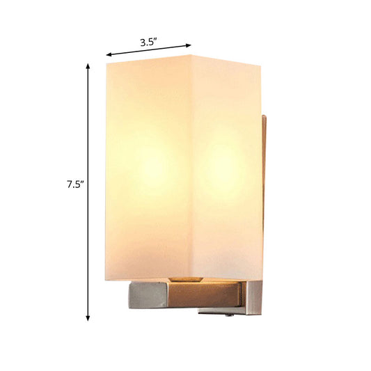Rectangle Wall Sconce Light Modern Glass Shade 1 Light Wall Mounted Lamp in Chrome Finish Clearhalo 'Cast Iron' 'Glass' 'Industrial' 'Modern wall lights' 'Modern' 'Tiffany' 'Traditional wall lights' 'Wall Lamps & Sconces' 'Wall Lights' Lighting' 991262