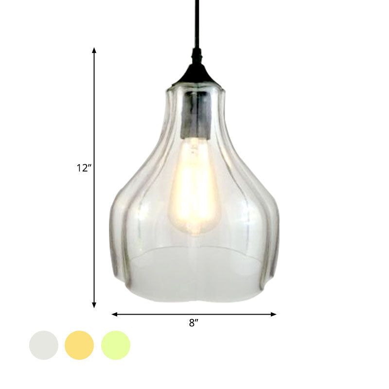 Yellow/Green/Clear Glass Gourd Suspension Pendant Contemporary 1 Light Black Hanging Lamp for Restaurant Clearhalo 'Ceiling Lights' 'Glass shade' 'Glass' 'Modern Pendants' 'Modern' 'Pendant Lights' 'Pendants' Lighting' 991267