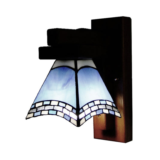 Blue Craftsman Swallow Tail Wall Sconce Mediterranean Style 1 Light Glass Sconce Light for Kitchen Clearhalo 'Industrial' 'Middle century wall lights' 'Tiffany wall lights' 'Tiffany' 'Wall Lamps & Sconces' 'Wall Lights' Lighting' 99126