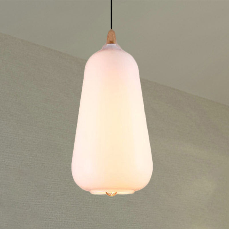 Global/Gourd/Ellipse Pendant Light Contemporary Smoky/Amber/White Glass 1 Light Dining Room Hanging Ceiling Lamp White A Clearhalo 'Ceiling Lights' 'Glass shade' 'Glass' 'Modern Pendants' 'Modern' 'Pendant Lights' 'Pendants' Lighting' 991282