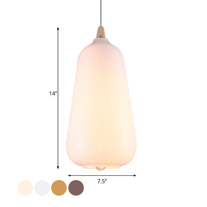 Global/Gourd/Ellipse Pendant Light Contemporary Smoky/Amber/White Glass 1 Light Dining Room Hanging Ceiling Lamp Clearhalo 'Ceiling Lights' 'Glass shade' 'Glass' 'Modern Pendants' 'Modern' 'Pendant Lights' 'Pendants' Lighting' 991285