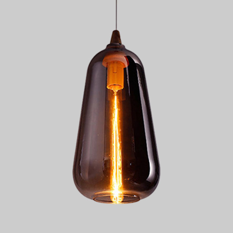 Global/Gourd/Ellipse Pendant Light Contemporary Smoky/Amber/White Glass 1 Light Dining Room Hanging Ceiling Lamp Clearhalo 'Ceiling Lights' 'Glass shade' 'Glass' 'Modern Pendants' 'Modern' 'Pendant Lights' 'Pendants' Lighting' 991297