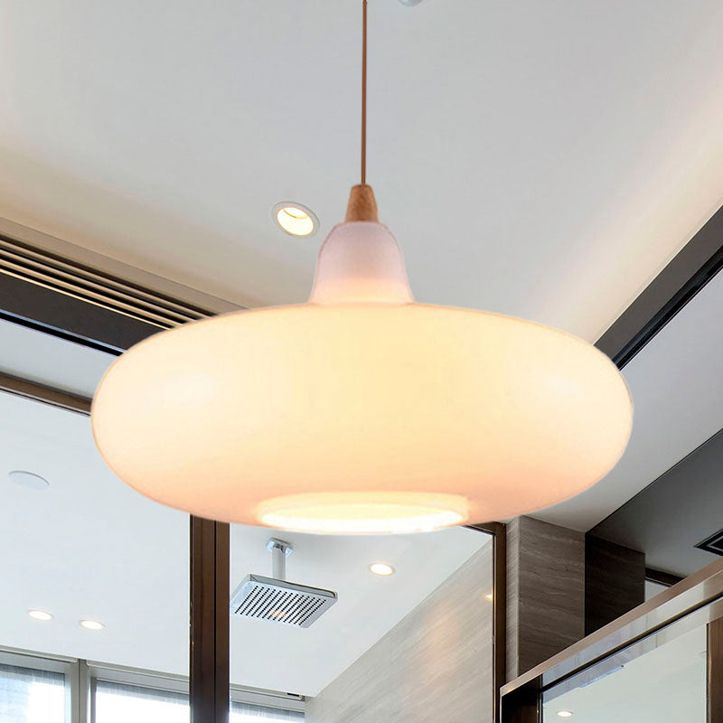 Global/Gourd/Ellipse Pendant Light Contemporary Smoky/Amber/White Glass 1 Light Dining Room Hanging Ceiling Lamp White B Clearhalo 'Ceiling Lights' 'Glass shade' 'Glass' 'Modern Pendants' 'Modern' 'Pendant Lights' 'Pendants' Lighting' 991298