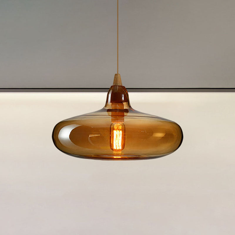 Global/Gourd/Ellipse Pendant Light Contemporary Smoky/Amber/White Glass 1 Light Dining Room Hanging Ceiling Lamp Clearhalo 'Ceiling Lights' 'Glass shade' 'Glass' 'Modern Pendants' 'Modern' 'Pendant Lights' 'Pendants' Lighting' 991308