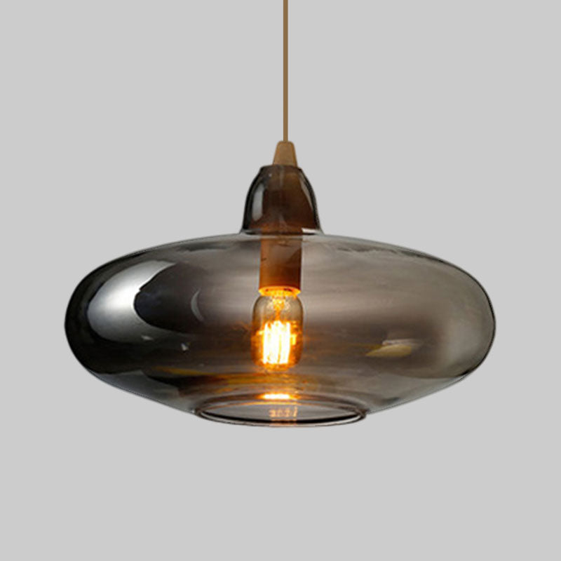 Global/Gourd/Ellipse Pendant Light Contemporary Smoky/Amber/White Glass 1 Light Dining Room Hanging Ceiling Lamp Clearhalo 'Ceiling Lights' 'Glass shade' 'Glass' 'Modern Pendants' 'Modern' 'Pendant Lights' 'Pendants' Lighting' 991314
