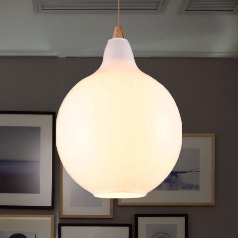 Global/Gourd/Ellipse Pendant Light Contemporary Smoky/Amber/White Glass 1 Light Dining Room Hanging Ceiling Lamp White C Clearhalo 'Ceiling Lights' 'Glass shade' 'Glass' 'Modern Pendants' 'Modern' 'Pendant Lights' 'Pendants' Lighting' 991315