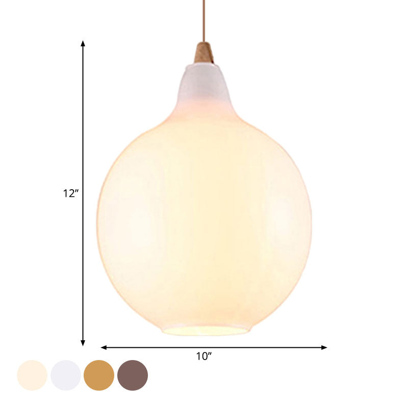 Global/Gourd/Ellipse Pendant Light Contemporary Smoky/Amber/White Glass 1 Light Dining Room Hanging Ceiling Lamp Clearhalo 'Ceiling Lights' 'Glass shade' 'Glass' 'Modern Pendants' 'Modern' 'Pendant Lights' 'Pendants' Lighting' 991319