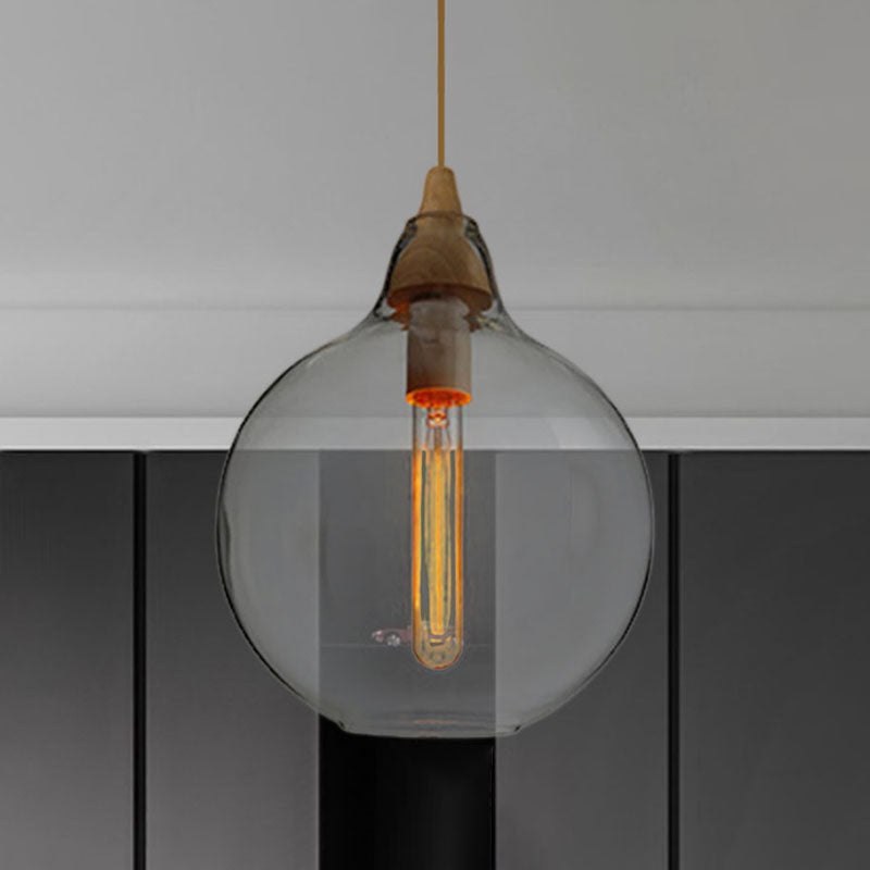 Global/Gourd/Ellipse Pendant Light Contemporary Smoky/Amber/White Glass 1 Light Dining Room Hanging Ceiling Lamp Clear C Clearhalo 'Ceiling Lights' 'Glass shade' 'Glass' 'Modern Pendants' 'Modern' 'Pendant Lights' 'Pendants' Lighting' 991320