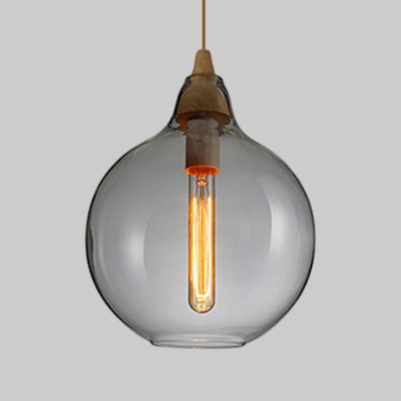 Global/Gourd/Ellipse Pendant Light Contemporary Smoky/Amber/White Glass 1 Light Dining Room Hanging Ceiling Lamp Clearhalo 'Ceiling Lights' 'Glass shade' 'Glass' 'Modern Pendants' 'Modern' 'Pendant Lights' 'Pendants' Lighting' 991323