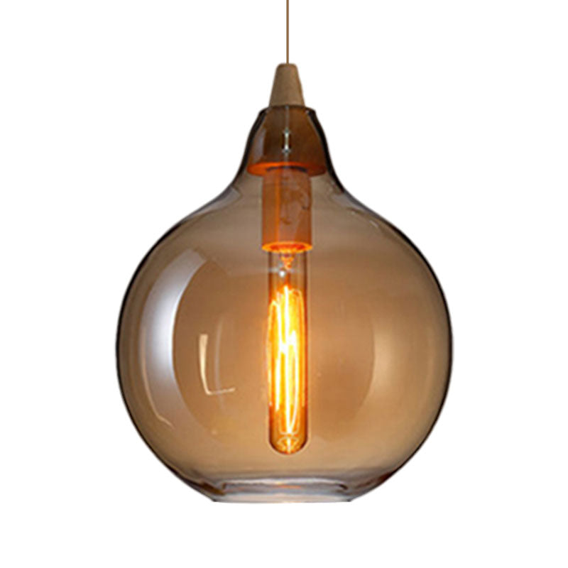Global/Gourd/Ellipse Pendant Light Contemporary Smoky/Amber/White Glass 1 Light Dining Room Hanging Ceiling Lamp Clearhalo 'Ceiling Lights' 'Glass shade' 'Glass' 'Modern Pendants' 'Modern' 'Pendant Lights' 'Pendants' Lighting' 991326