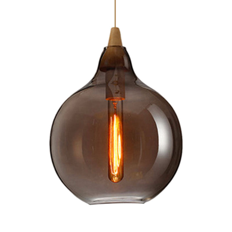 Global/Gourd/Ellipse Pendant Light Contemporary Smoky/Amber/White Glass 1 Light Dining Room Hanging Ceiling Lamp Clearhalo 'Ceiling Lights' 'Glass shade' 'Glass' 'Modern Pendants' 'Modern' 'Pendant Lights' 'Pendants' Lighting' 991330