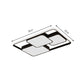 Black and White Rectangular/Square Flush Mount Light Contemporary Metal Integrated LED 18"/35.5"/43" Wide Living Room Ceiling Light in Warm/White Clearhalo 'Ceiling Lights' 'Close To Ceiling Lights' 'Close to ceiling' 'Flush mount' Lighting' 991362