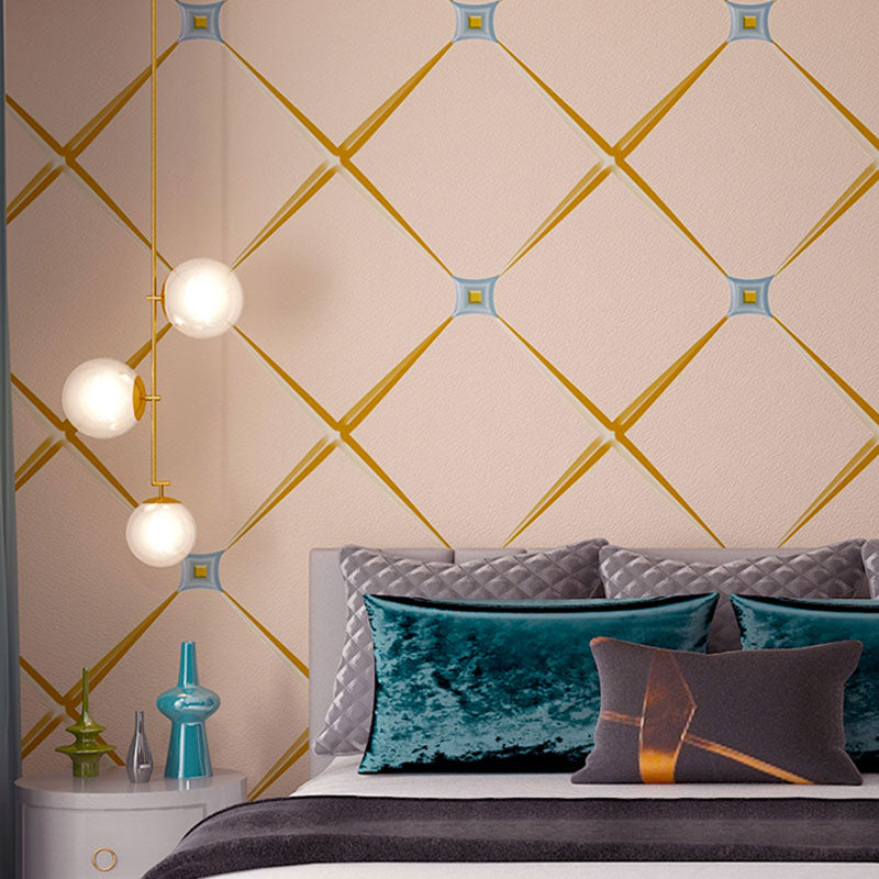 Simple 3D Effect Harlequin Wallpaper for Dress Shop Decor, 57.1 sq ft. Flock Wall Covering in Light Color Light Yellow Clearhalo 'Wall Decor' 'Wallpaper' 991444