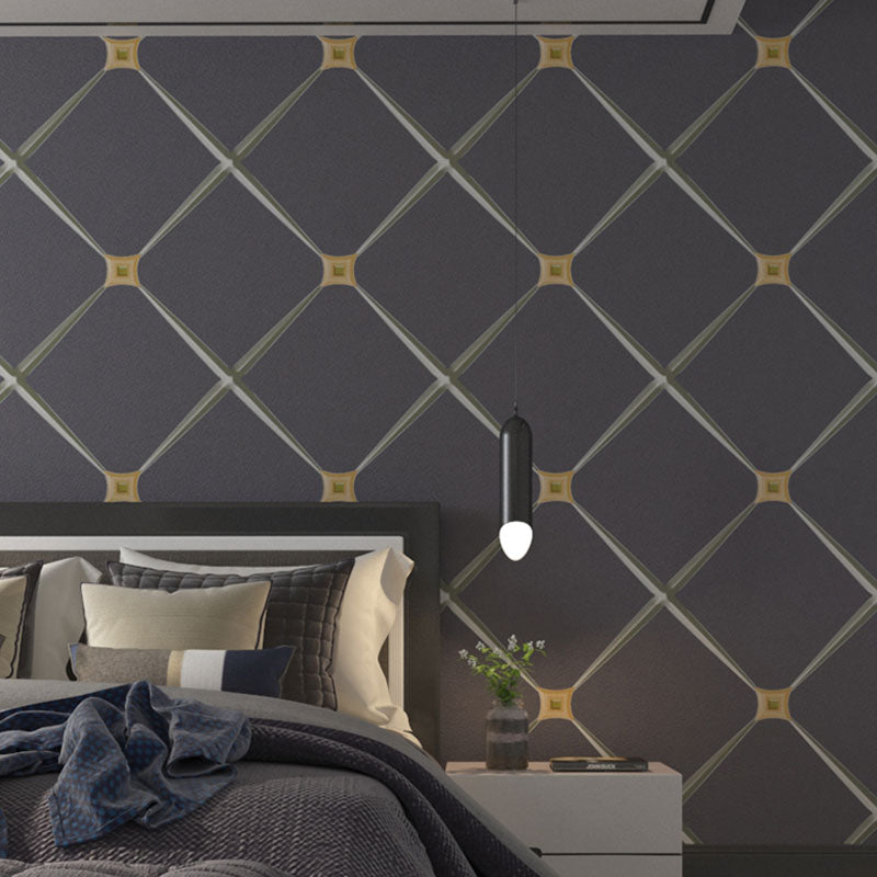 Simple 3D Effect Harlequin Wallpaper for Dress Shop Decor, 57.1 sq ft. Flock Wall Covering in Light Color Dark Gray Clearhalo 'Wall Decor' 'Wallpaper' 991452