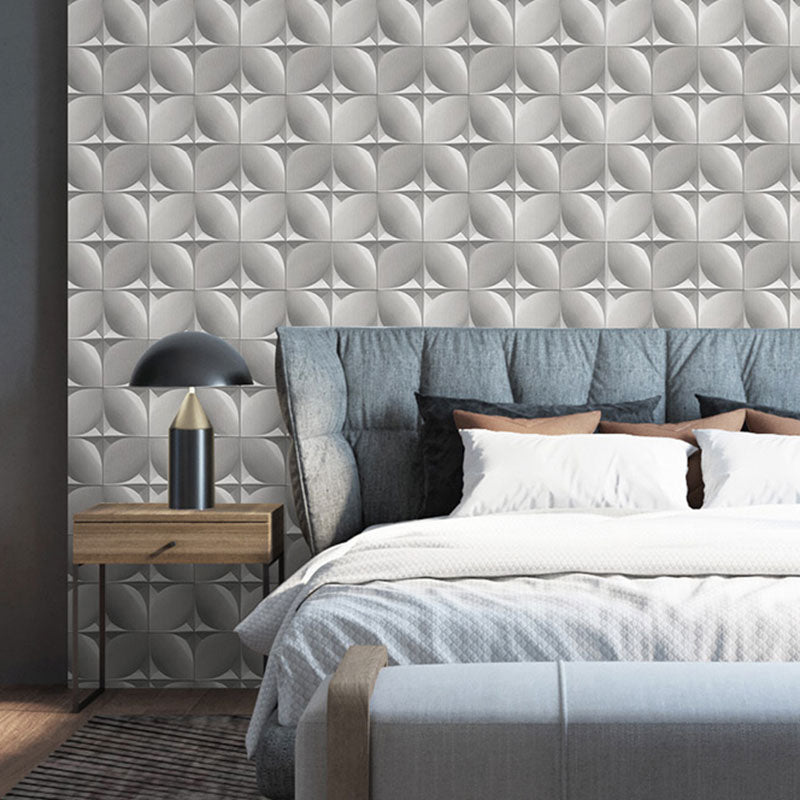 Grid Flock Texture Wall Art for Accent Wall 3D Harlequin Wallpaper in Neutral Color, Water-Resistant Grey Clearhalo 'Wall Decor' 'Wallpaper' 991467