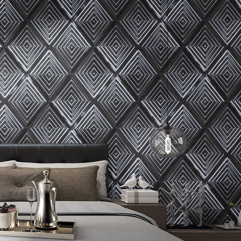 Stain-Resistant 3D Harlequin Wallpaper Plaster Modern Wall Art for Bar Decoration, 33'L x 20.5"W Black Clearhalo 'Wall Decor' 'Wallpaper' 991490