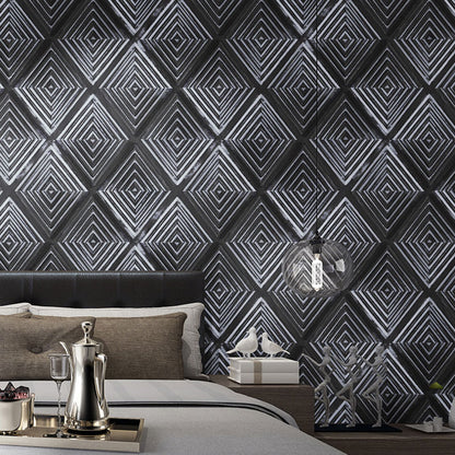 Stain-Resistant 3D Harlequin Wallpaper Plaster Modern Wall Art for Bar Decoration, 33'L x 20.5"W Black Clearhalo 'Wall Decor' 'Wallpaper' 991490