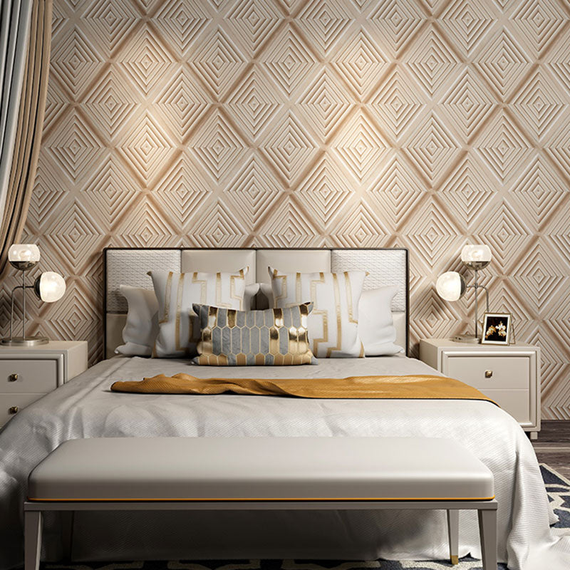 Stain-Resistant 3D Harlequin Wallpaper Plaster Modern Wall Art for Bar Decoration, 33'L x 20.5"W Beige Clearhalo 'Wall Decor' 'Wallpaper' 991497